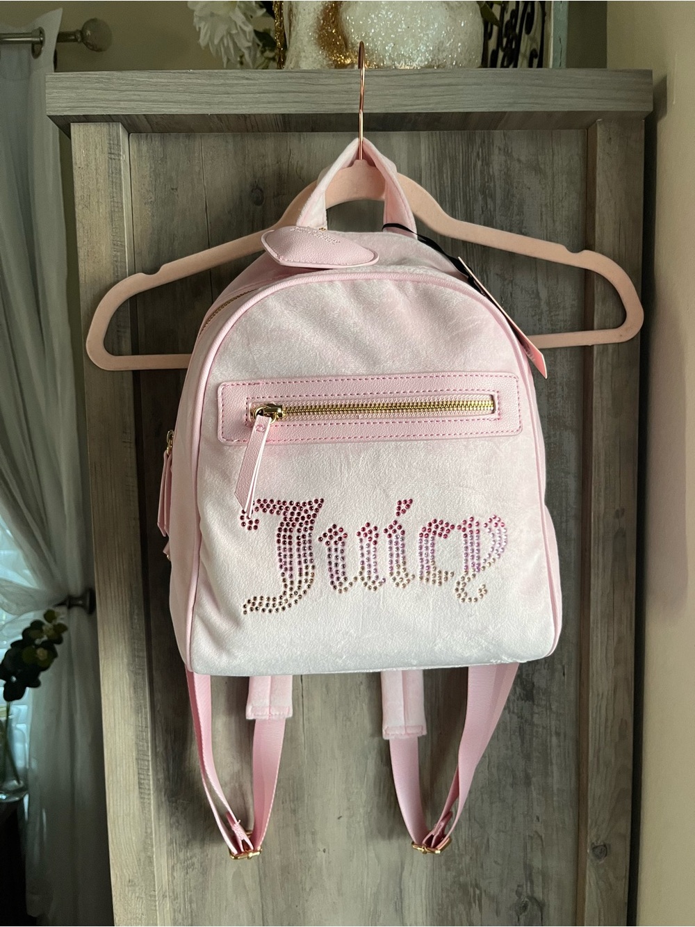 Juicy Couture Pink Velvet "Big Spender" Bling Mini Backpack - NWT
